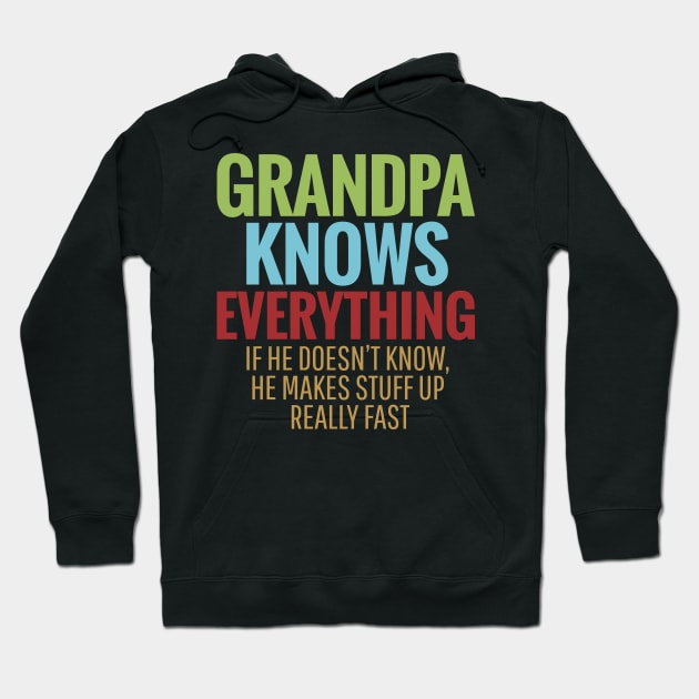 GRANDPA KNOWS EVERYTHING IF HE DOESN'T KNOW HE MAKES STUFF UP REALLY FAST Hoodie by bluesea33